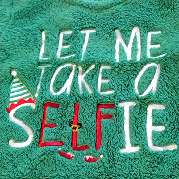 Fuzzy warm Christmas top with elf ornament - Picture 2 of 3